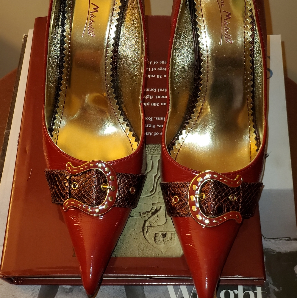 Sexy  RED&BROWN buckle high heels!